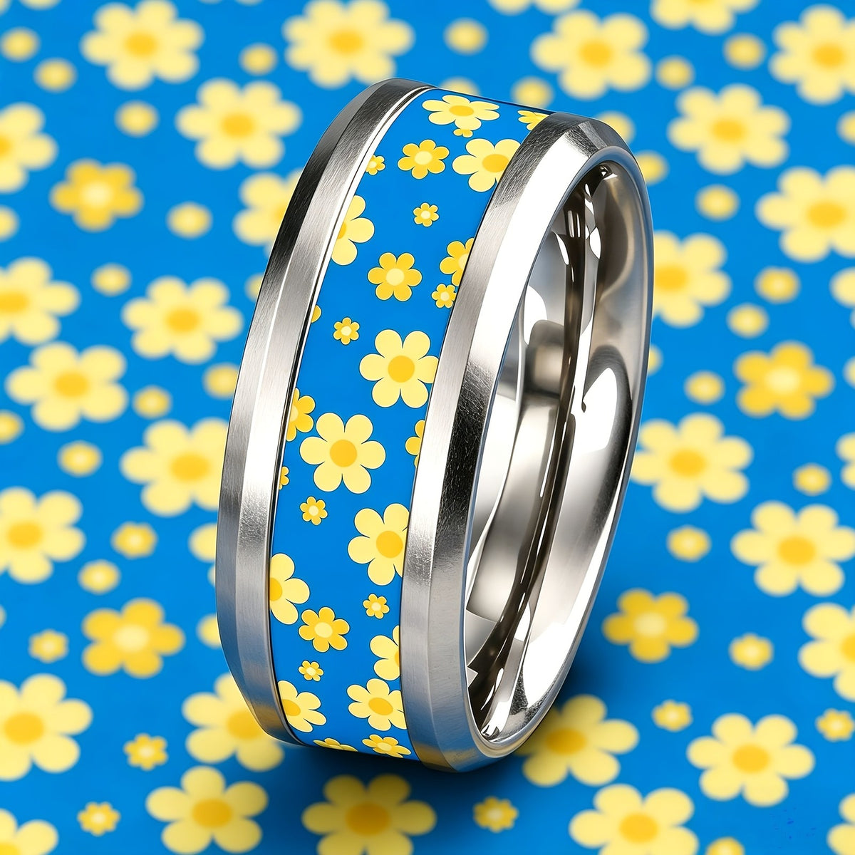 Blue Daisy Floral Ring