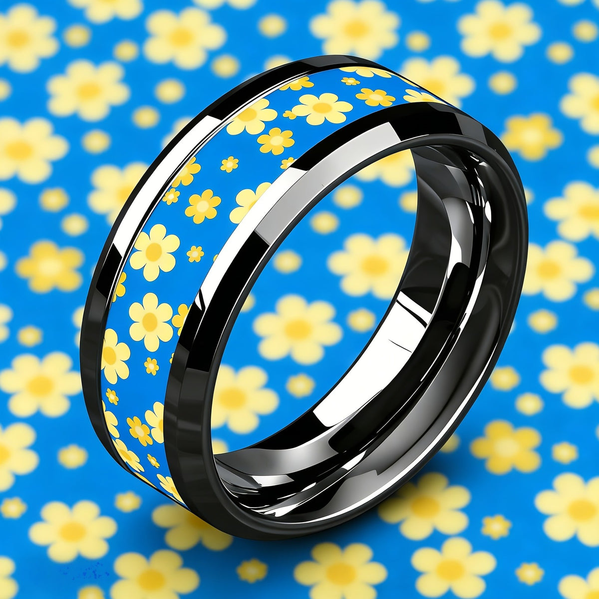Blue Daisy Floral Ring