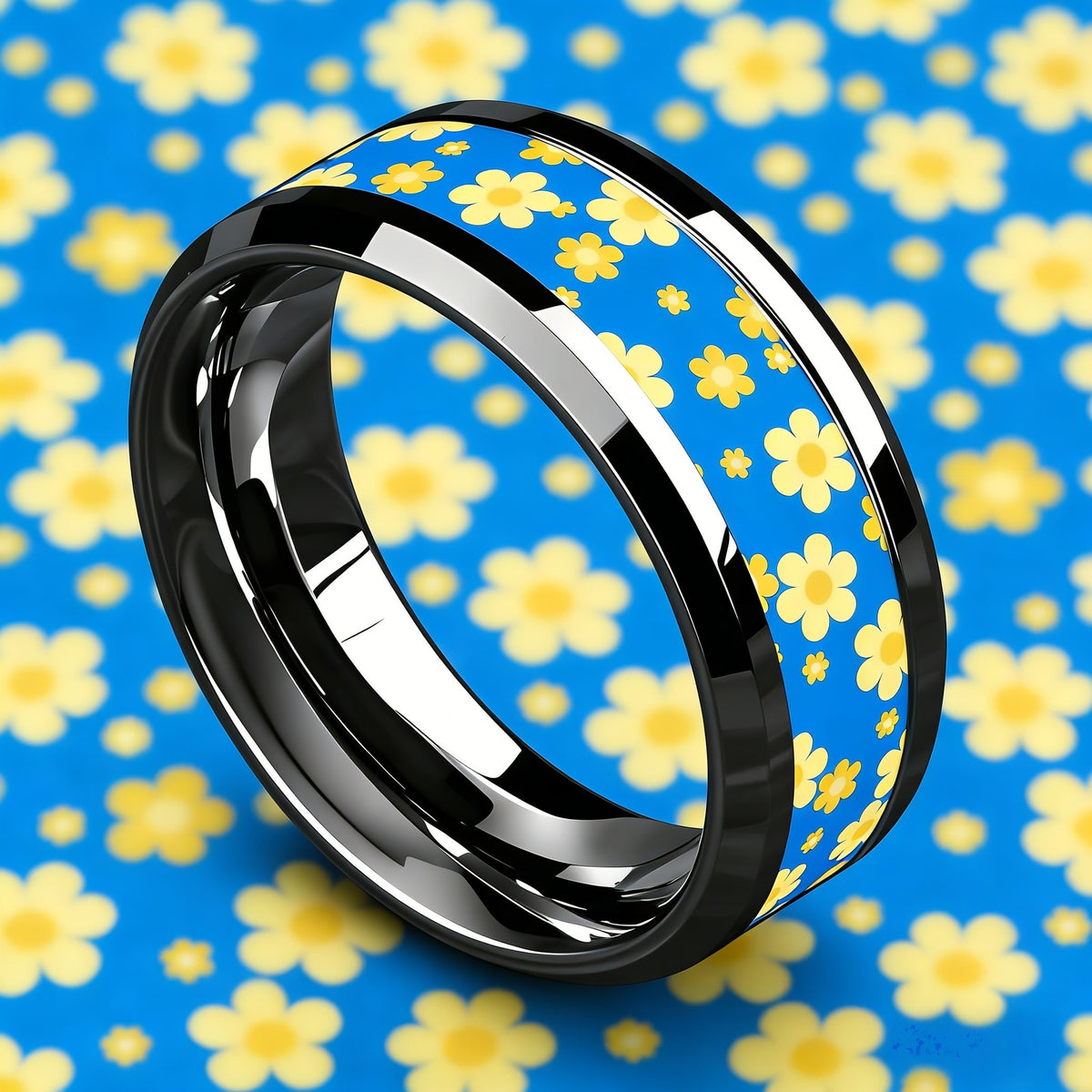 Blue Daisy Floral Ring