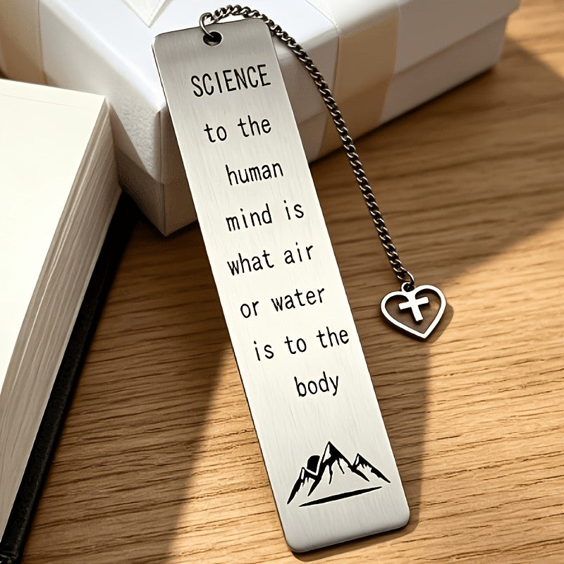 Mountain & Quote Stainless Steel Bookmark