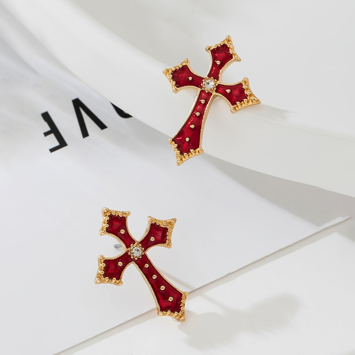 Black Cross Stud Earrings