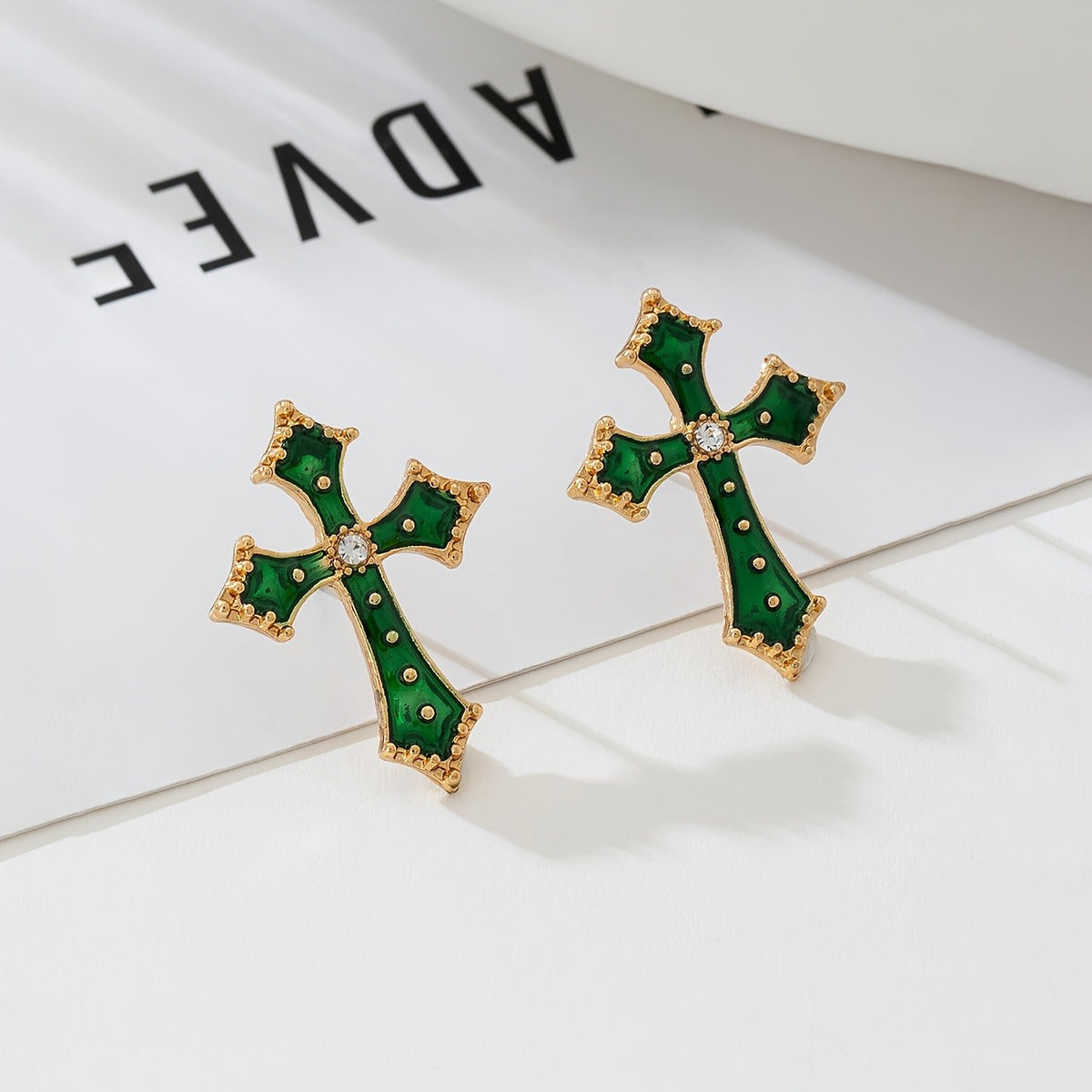 Black Cross Stud Earrings