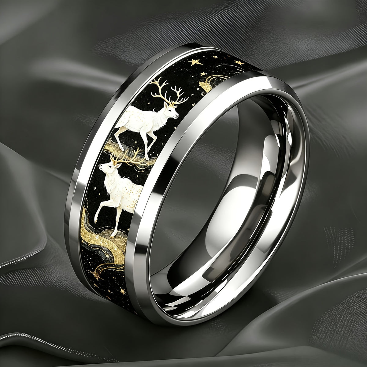 Starry Sky Deer Inlay Ring