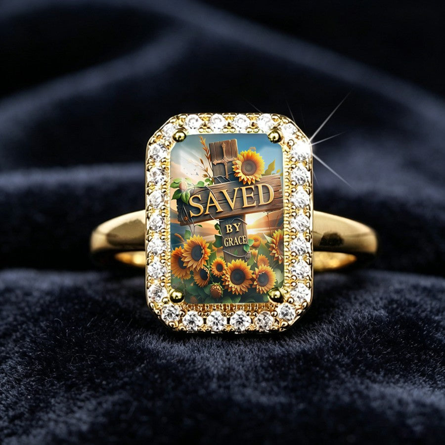 Saved By Grace Rectangular Ring