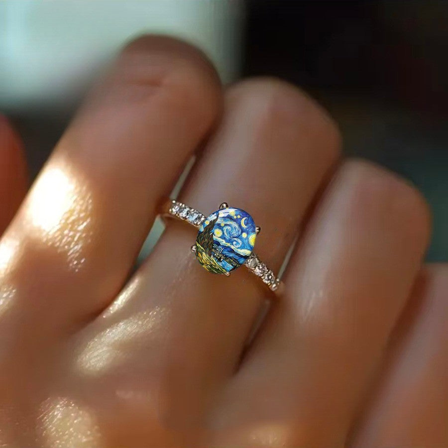 Starry Night Oval Ring
