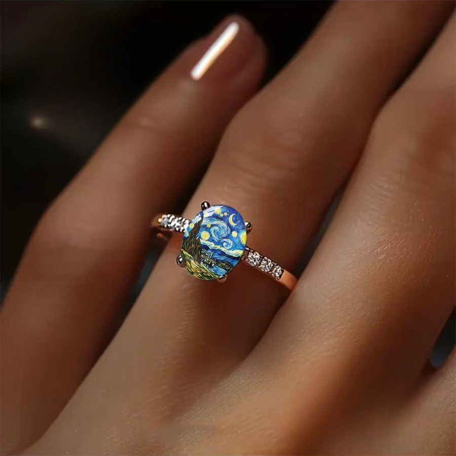 Starry Night Oval Ring