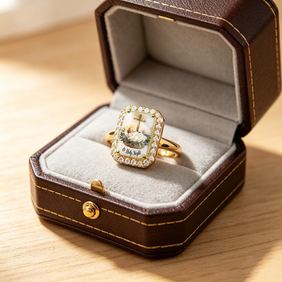 Nativity Scene Rectangular Ring
