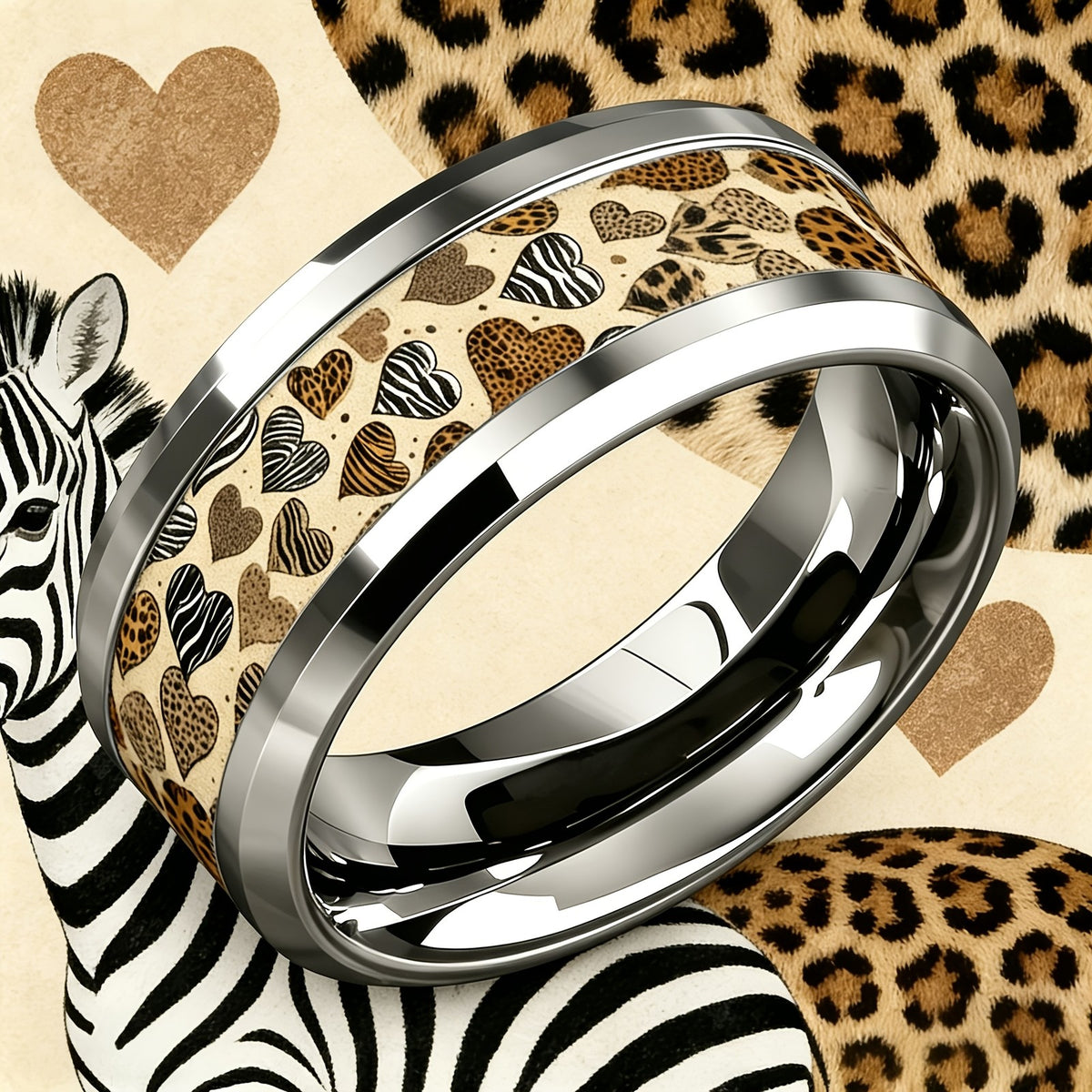Leopard & Zebra Heart Ring