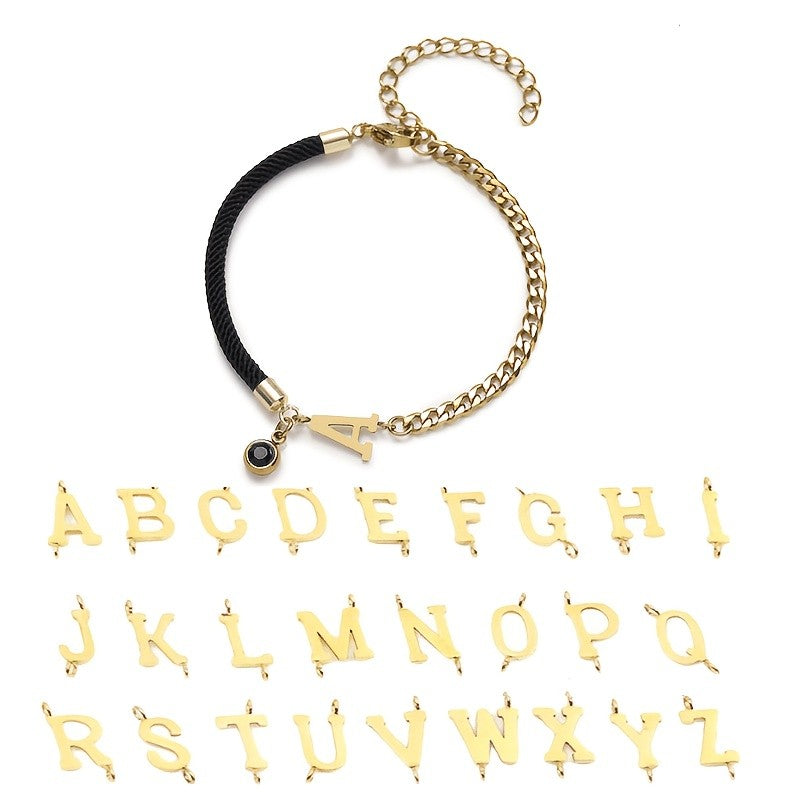 Initial Letter Cord & Chain Bracelet