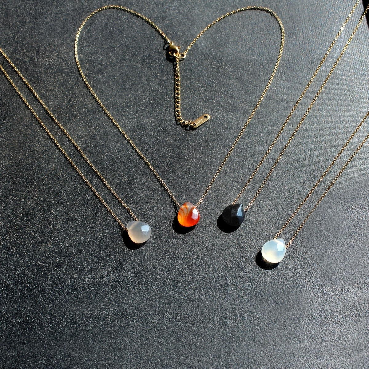 Natural Agate Teardrop Necklace
