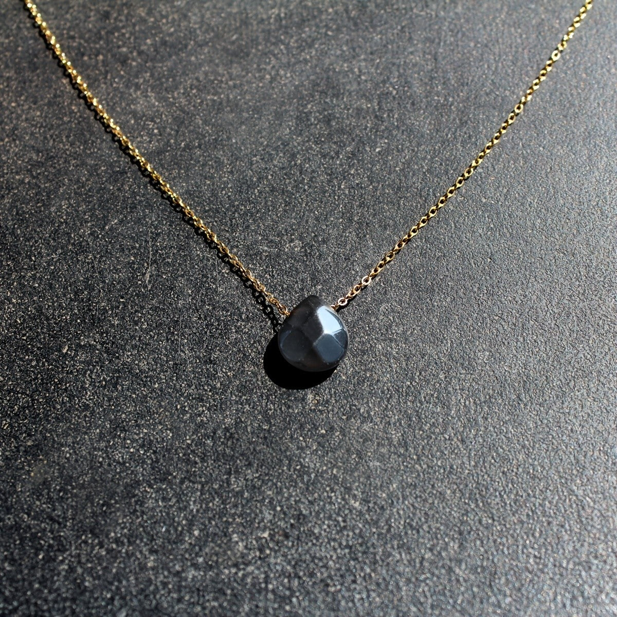 Natural Agate Teardrop Necklace