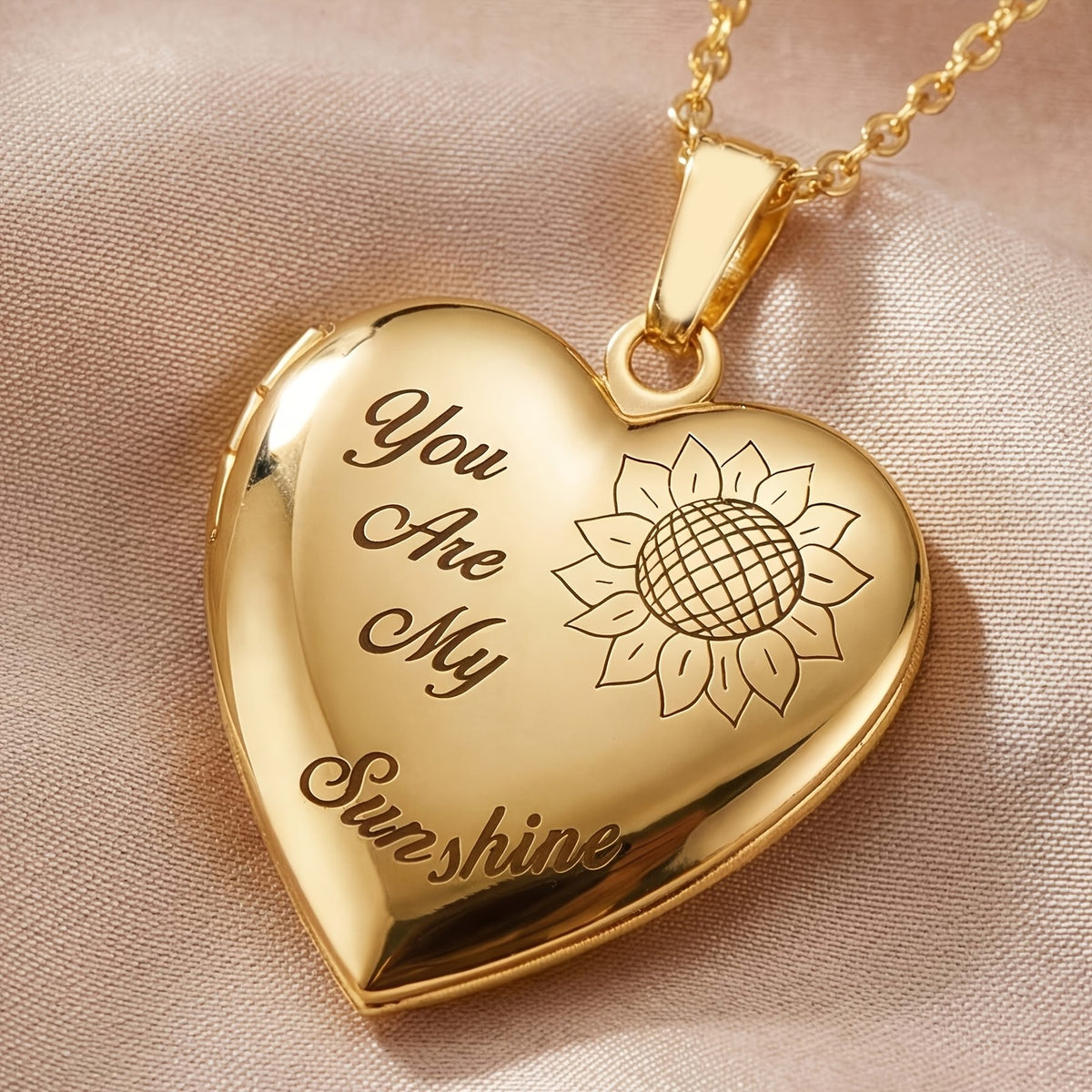 You Are My Sunshine Heart Locket Necklace