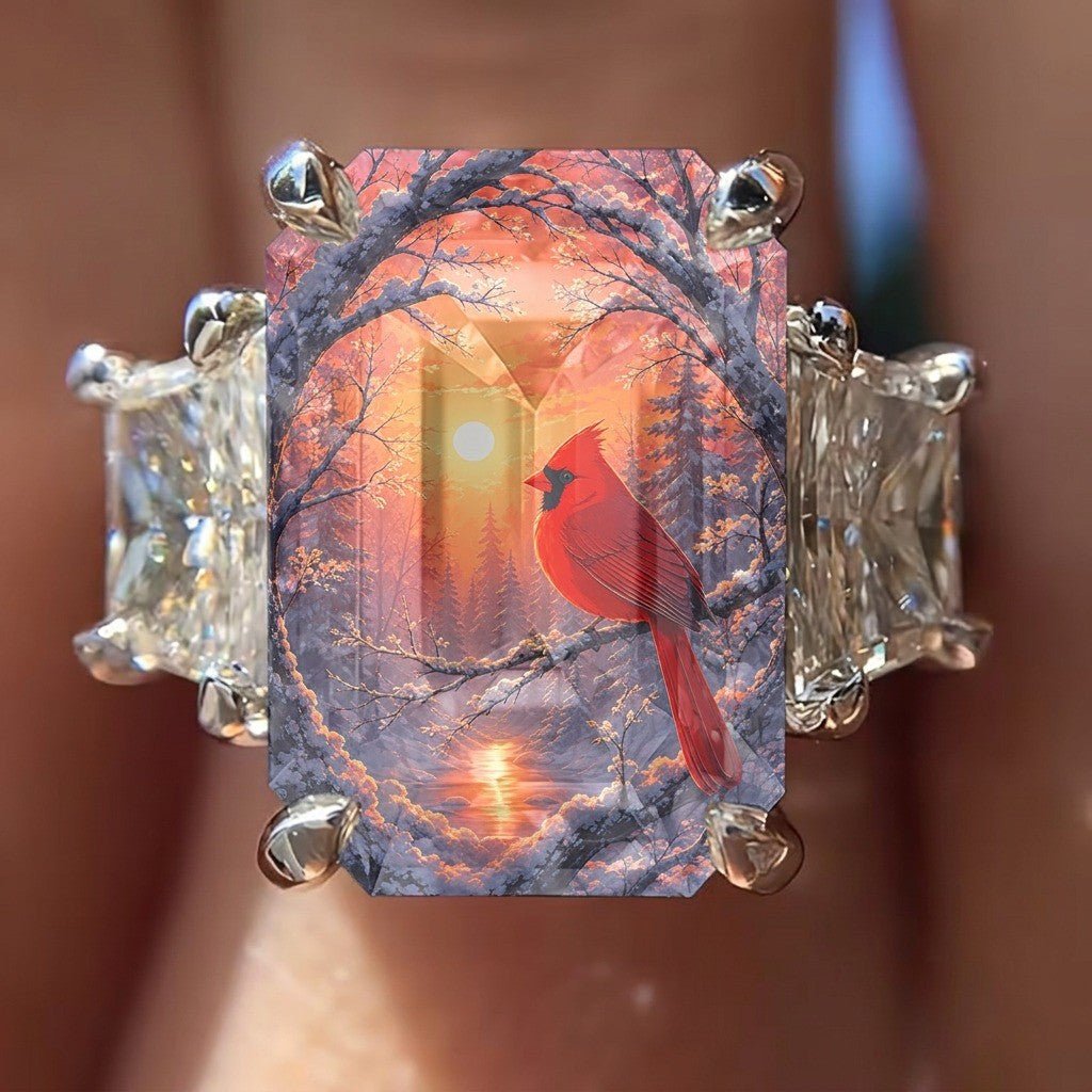 Winter Cardinal Sunset Ring