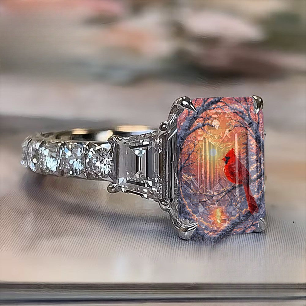 Winter Cardinal Sunset Ring