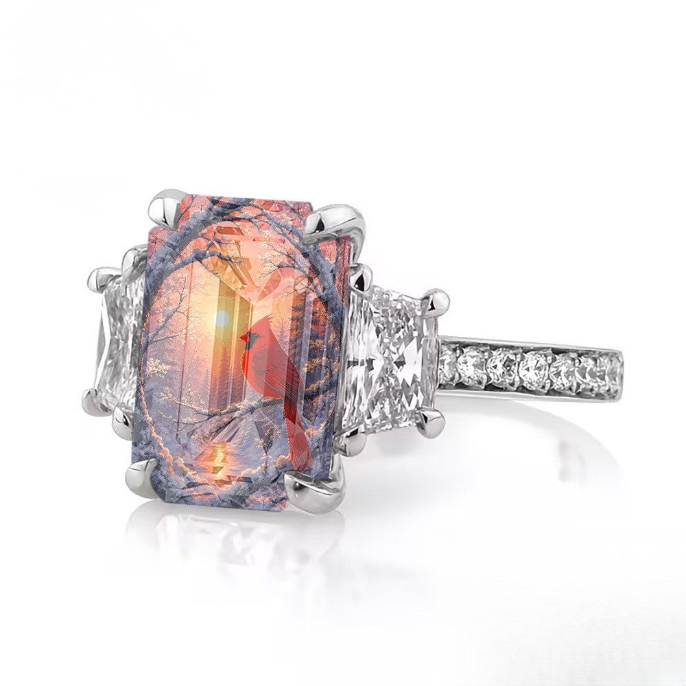 Winter Cardinal Sunset Ring