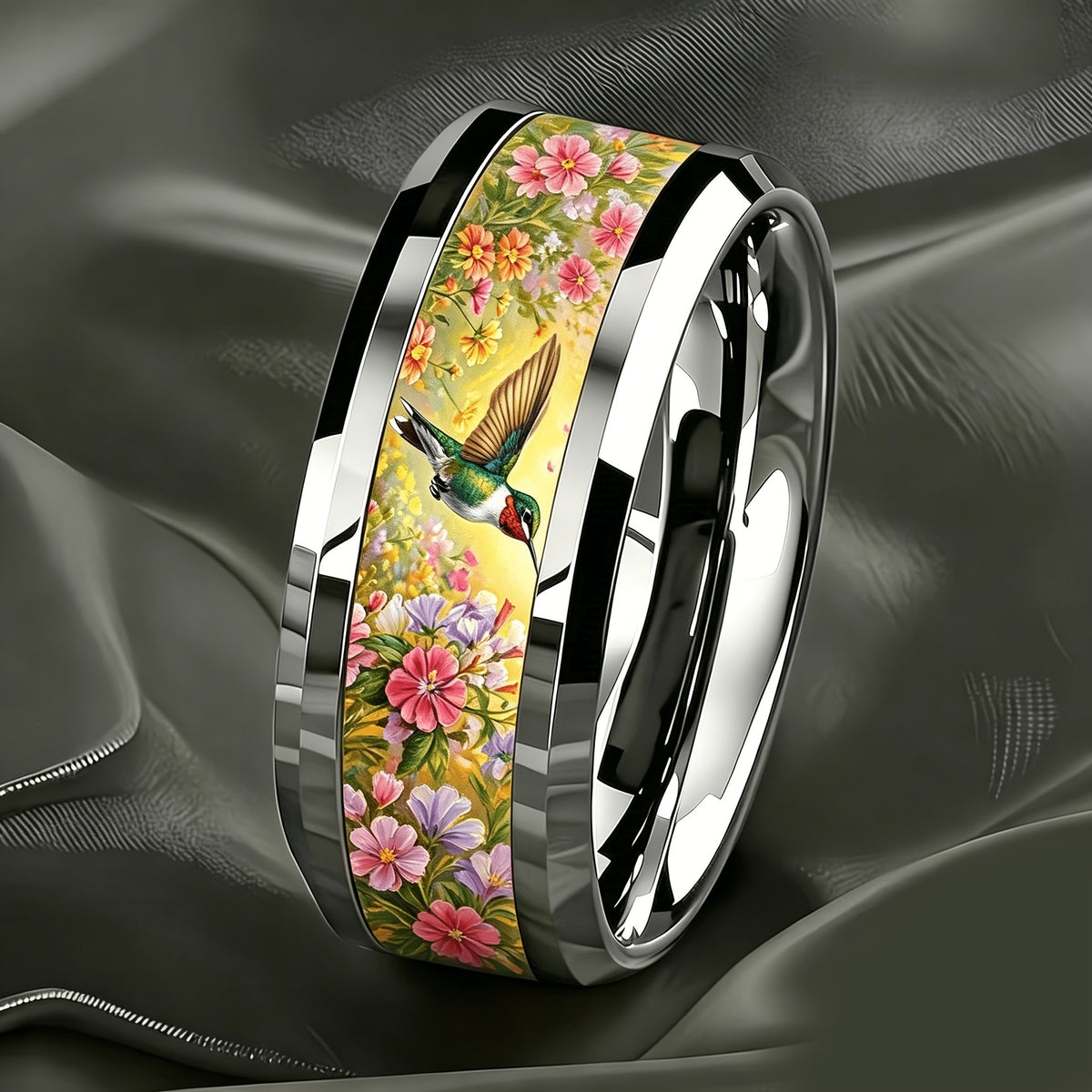 Hummingbird Garden Band Ring