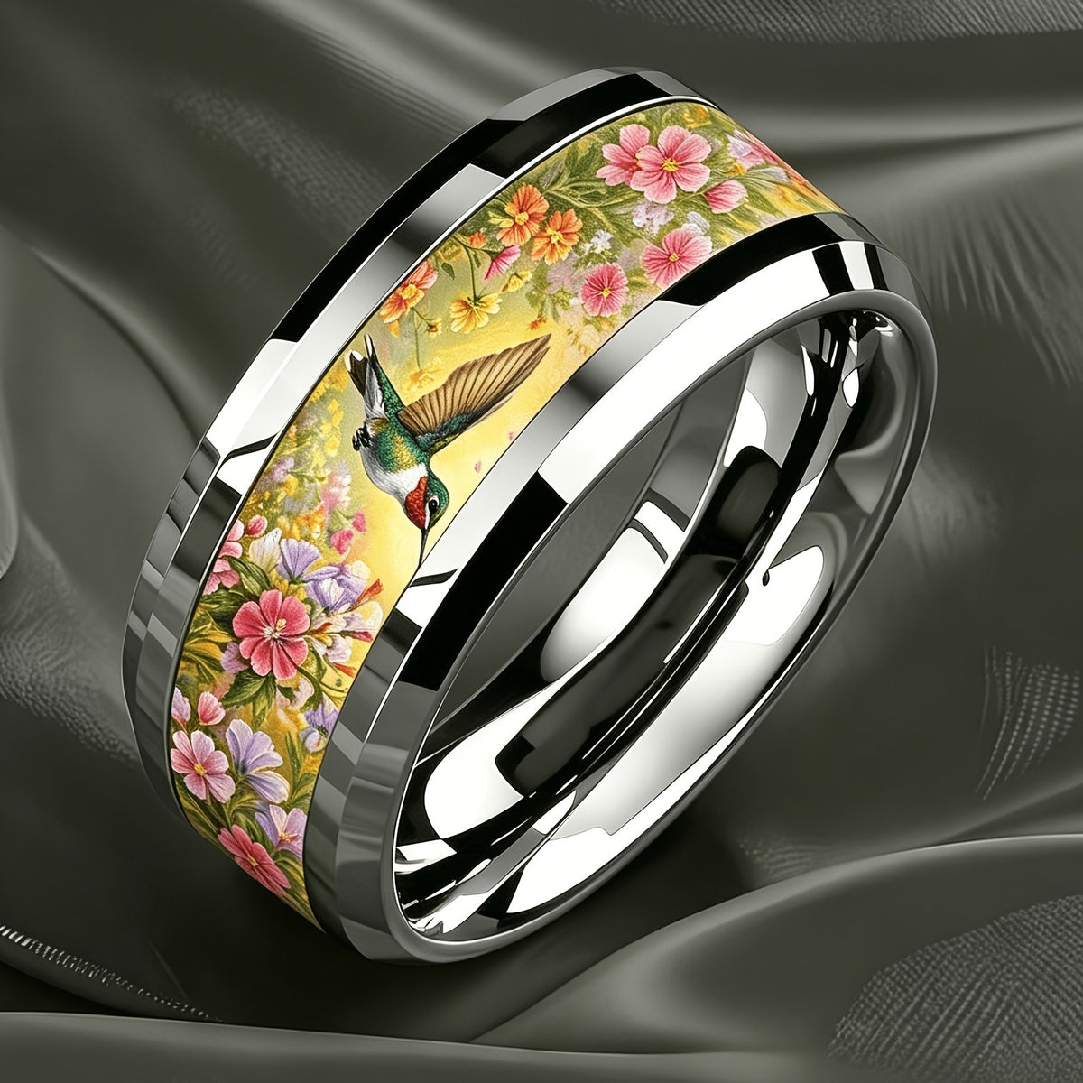 Hummingbird Garden Band Ring