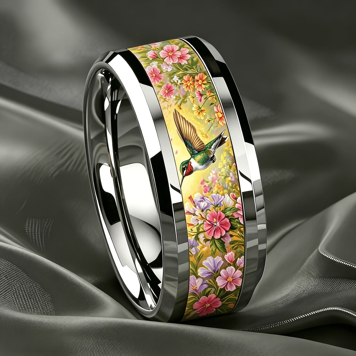 Hummingbird Garden Band Ring