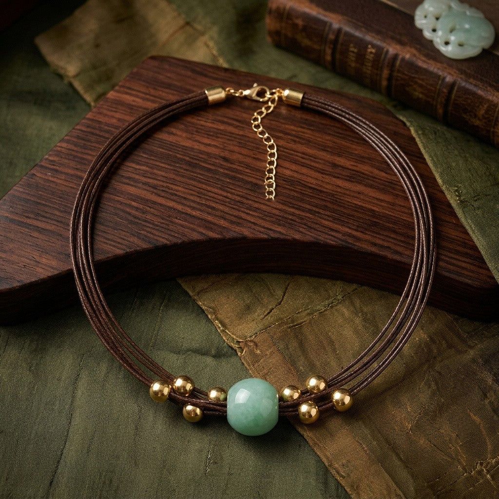 Green Bead Multi-Strand Necklace