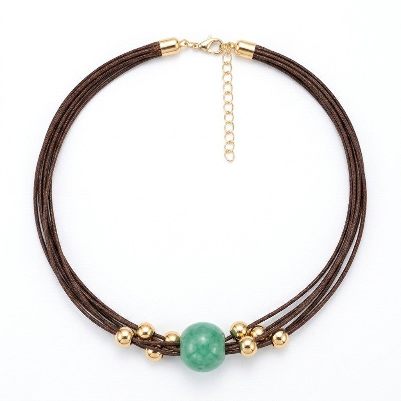 Green Bead Multi-Strand Necklace