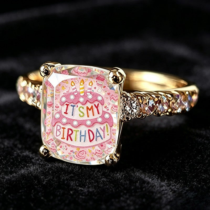 Birthday Cake Square Ring