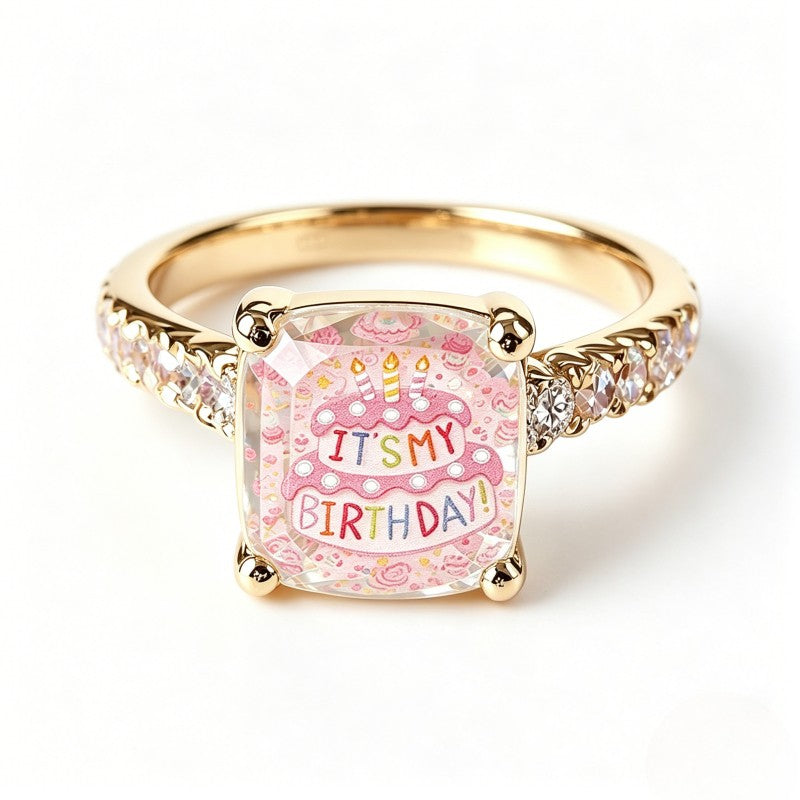 Birthday Cake Square Ring