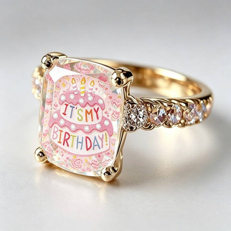 Birthday Cake Square Ring