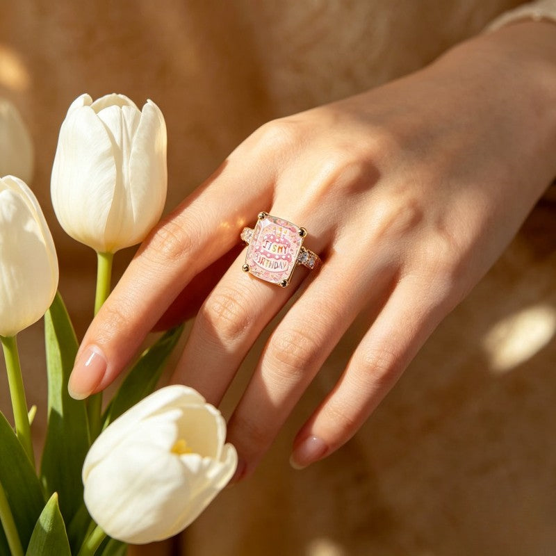 Birthday Cake Square Ring
