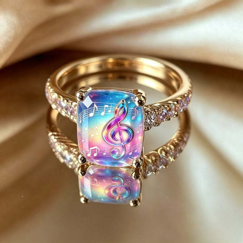 Galaxy Music Note Square Ring