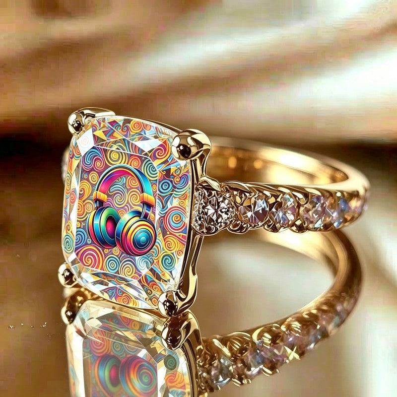 Colorful Headphone Square Ring
