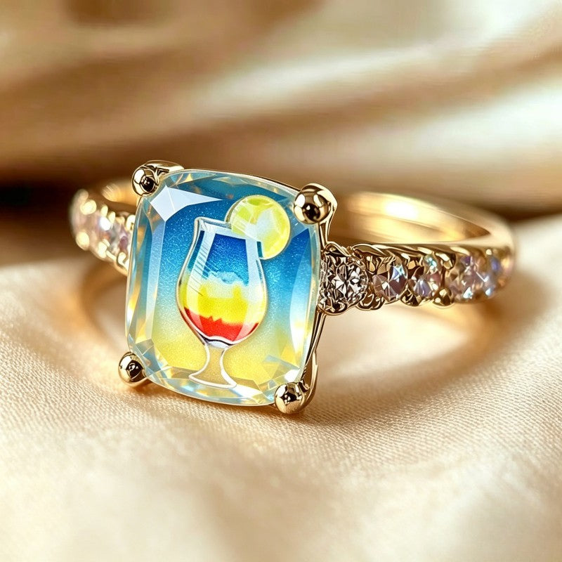 Colorful Cocktail Square Ring