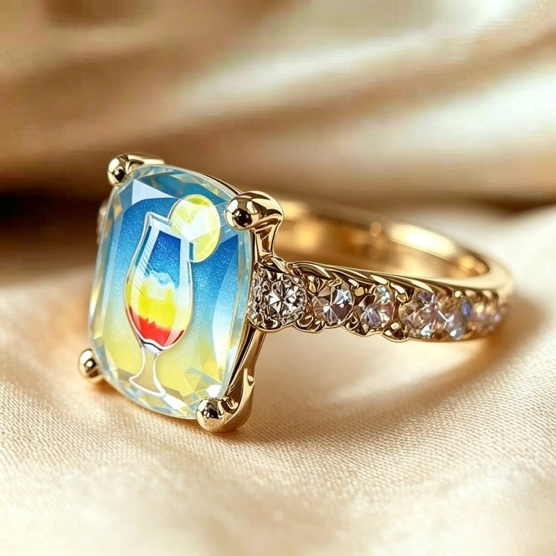 Colorful Cocktail Square Ring