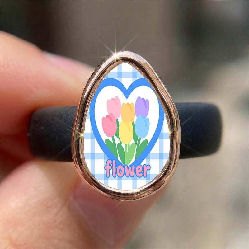 Tulip Heart Plaid Ring