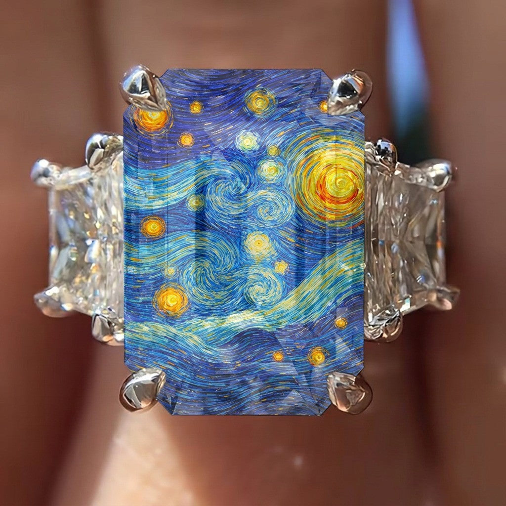 Swirling Sky Rectangular Ring