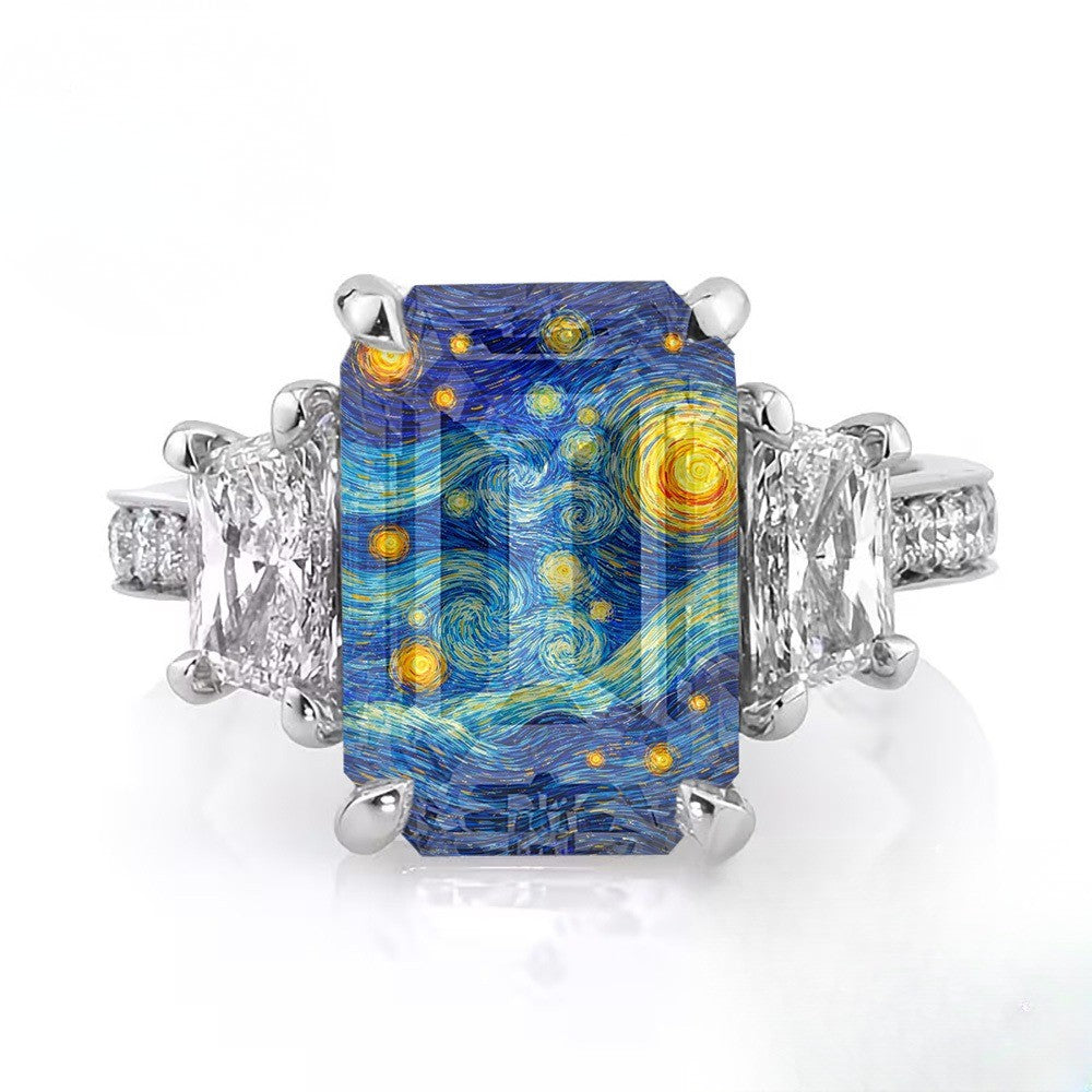 Swirling Sky Rectangular Ring
