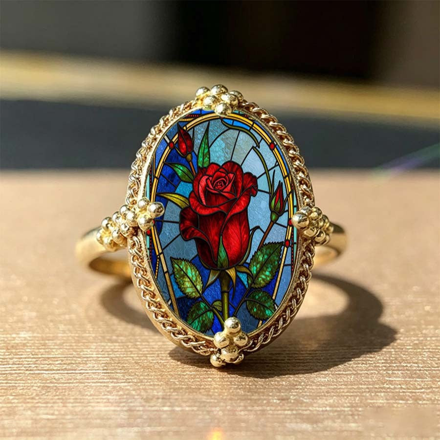 Stained Glass Rose Ring
