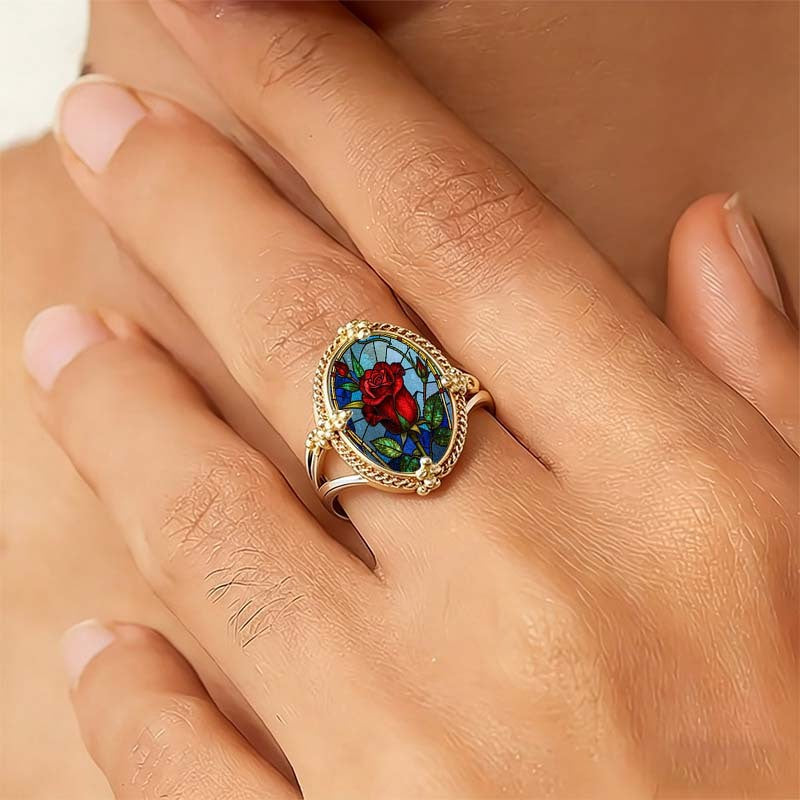 Stained Glass Rose Ring