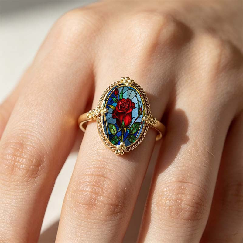 Stained Glass Rose Ring