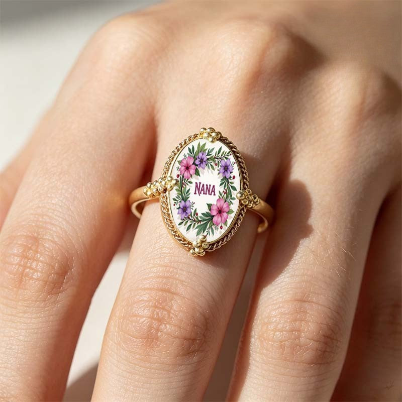 Floral Nana Oval Ring