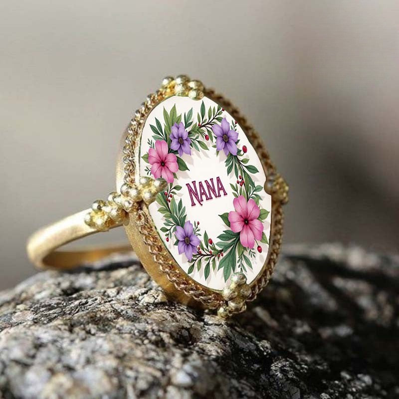 Floral Nana Oval Ring