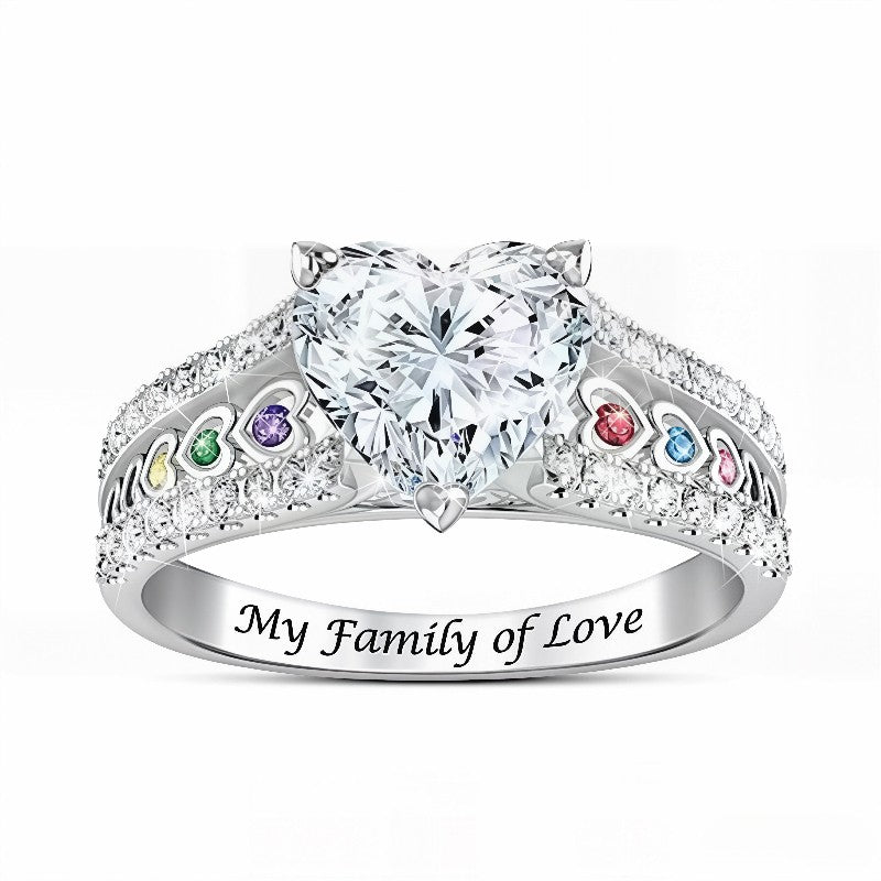 My Family of Love Heart Ring