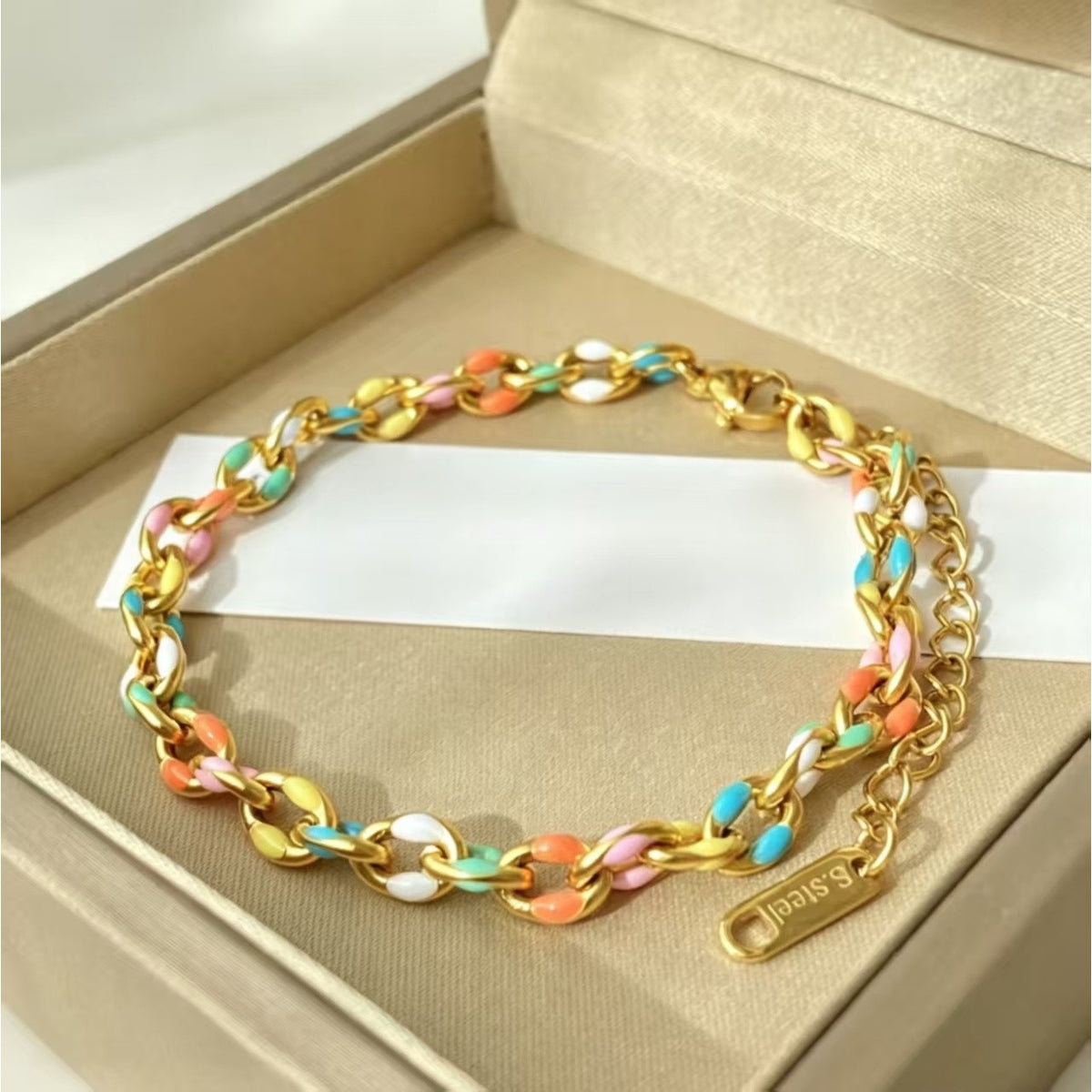 Colorful Enamel Link Bracelet