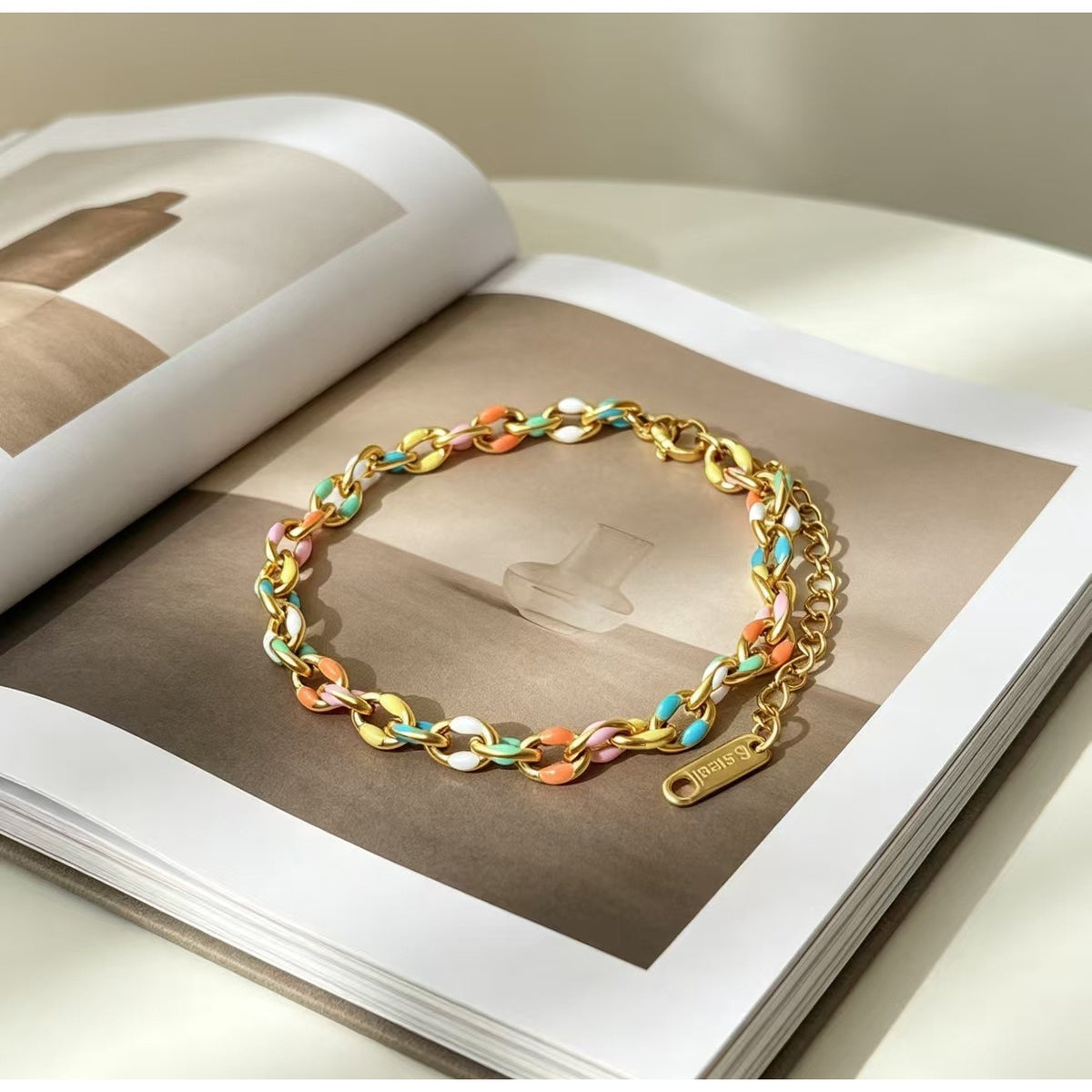 Colorful Enamel Link Bracelet