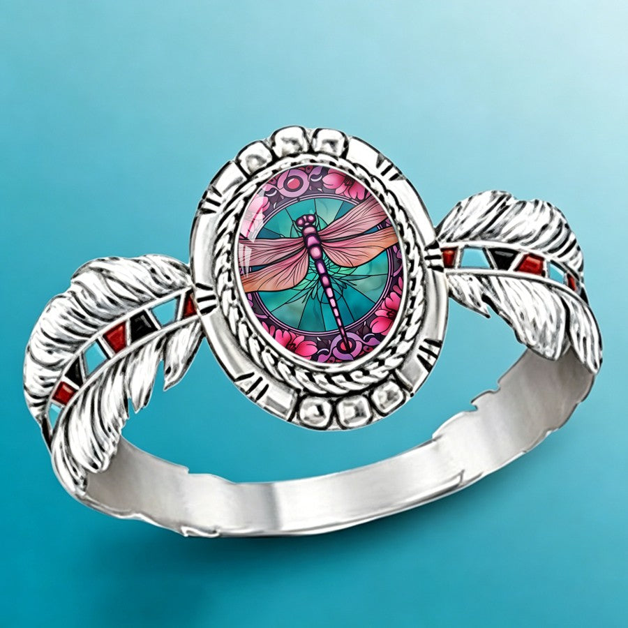 Dragonfly Feather Oval Ring