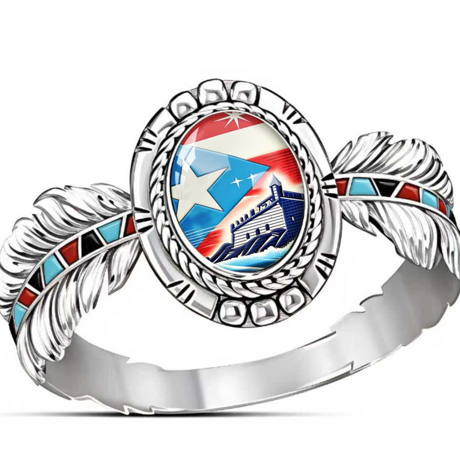 Puerto Rico Flag Oval Ring