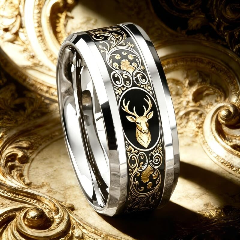 Stag & Scrollwork Ring