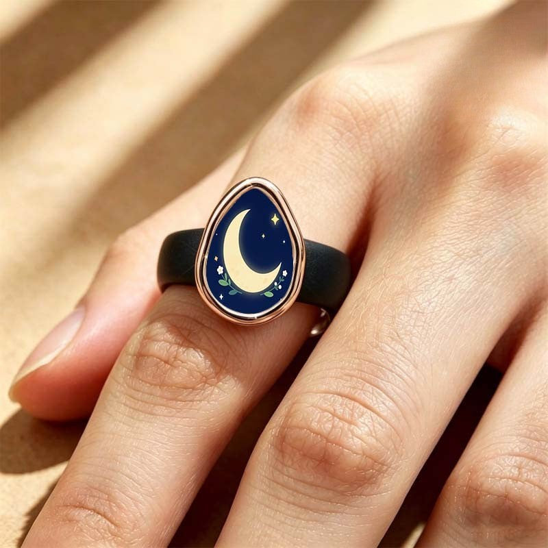 Crescent Moon Floral Ring
