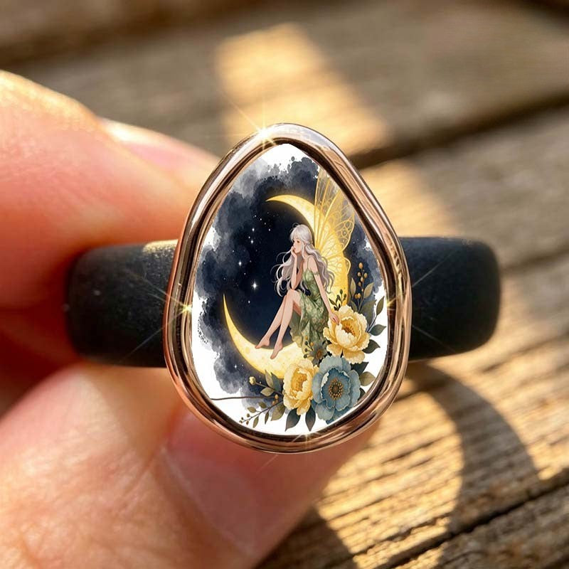 Moon Fairy Teardrop Ring