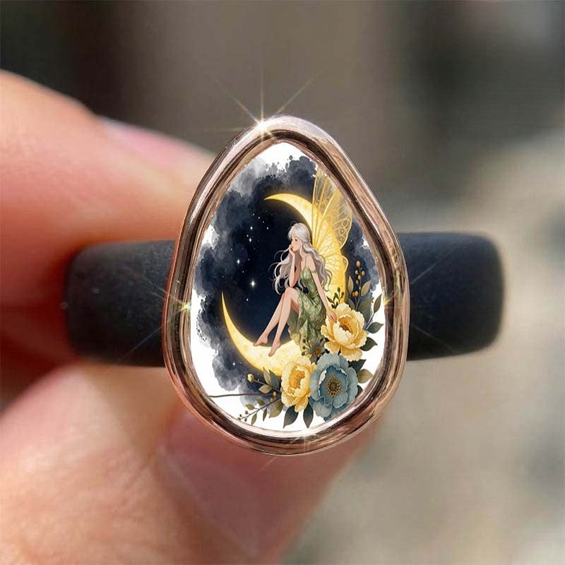 Moon Fairy Teardrop Ring