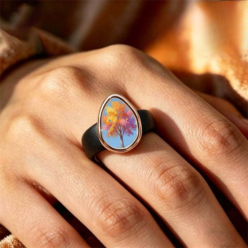 Autumn Tree Teardrop Ring
